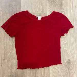 Red lettuce trim crop top